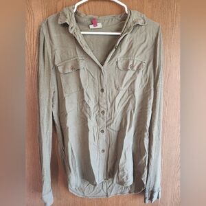 Olive Green Casual Flannel